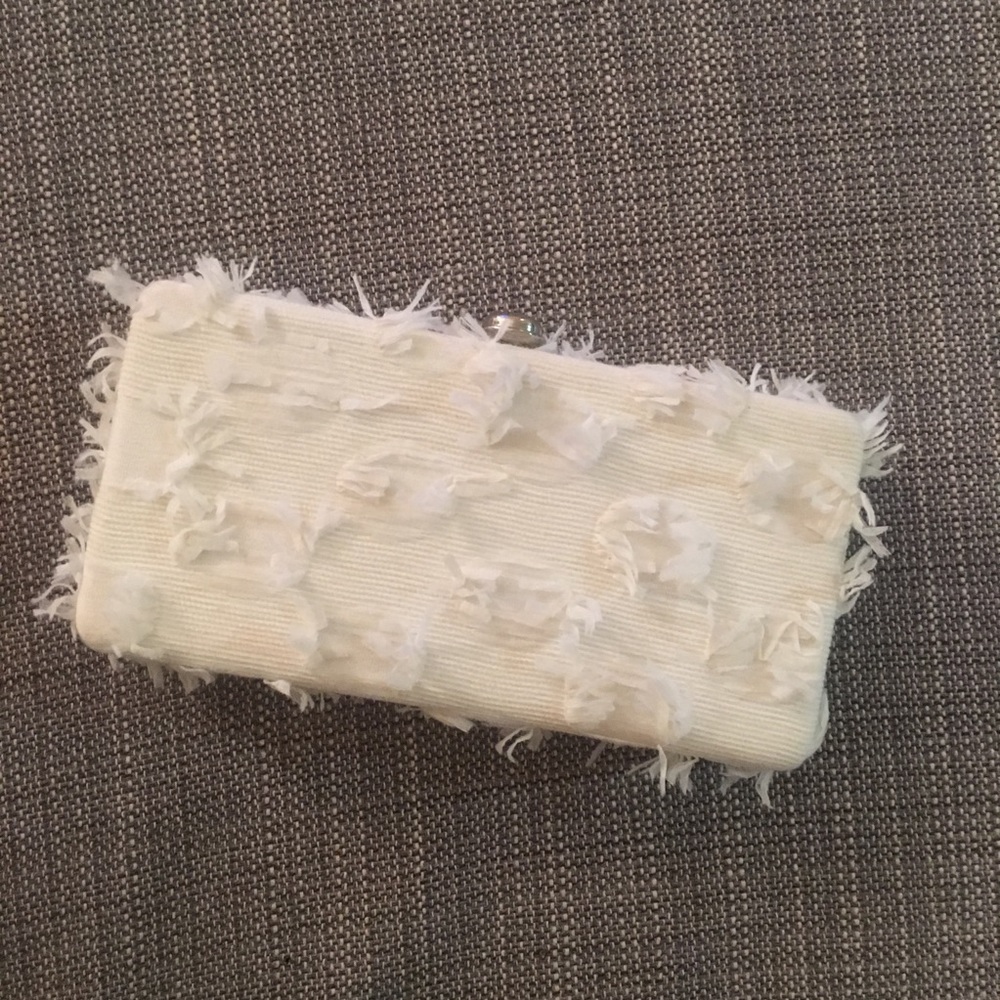 Dl l bleu white clutch evening bridal wedding